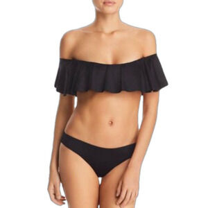 Eberjey Solid Black Margarita Lena Matching Two Piece Bikini Swimsuit Set Size S